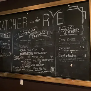 a menu on a blackboard