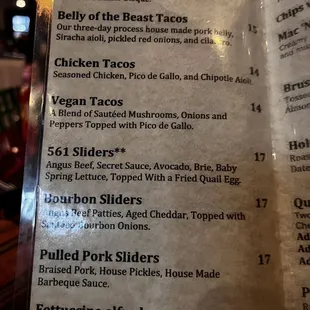 menu