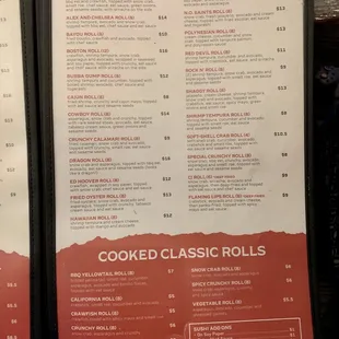 menu