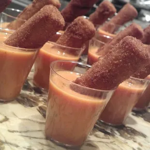Grilled Cheese Straws with Tomato Bisque Shooter