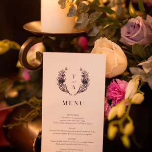 Our Wedding menu! All my guests raved about the delicious food and service!