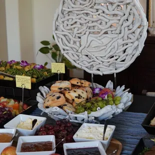 Scones with Whipped Butter, Assorted Jams, Devonshire Cream, Lemon Curd &amp; Milk