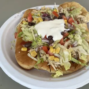 Fried bread taco with chicken