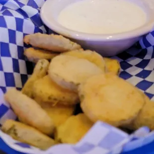 Fried pickles. Definitely pulled out of the freezer and deep fried...can get better at Sonic.