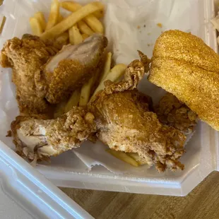 The chicken was cooked perfect but had absolutely zero flavor, the fish also taste like eggs