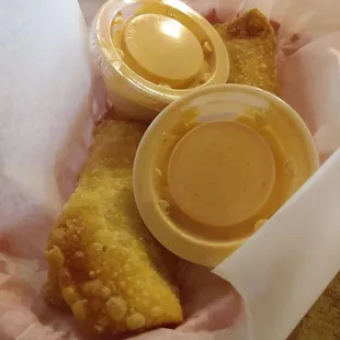 Spicy catfish egg rolls