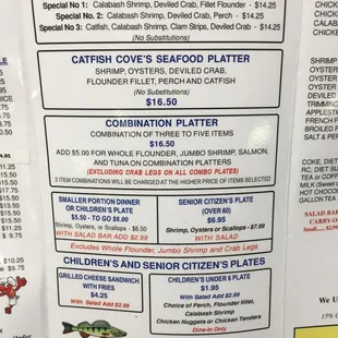 the menu for the restaurant