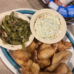 Coconut shrimp and catfish