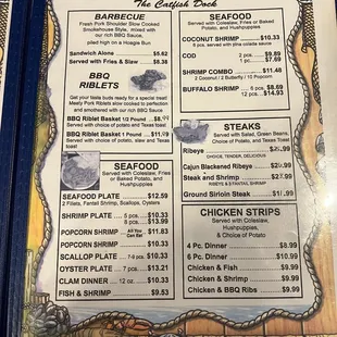 the menu of the restaurant