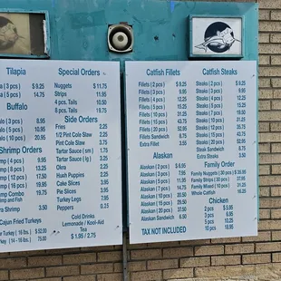 the menu for the restaurant