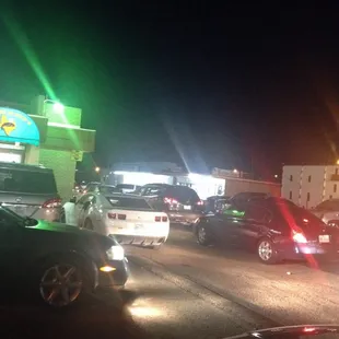 It's a car show in the parking lot..LOL