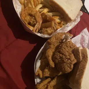 4 piece shrimp and 5 piece catfish basket but they gave us 8