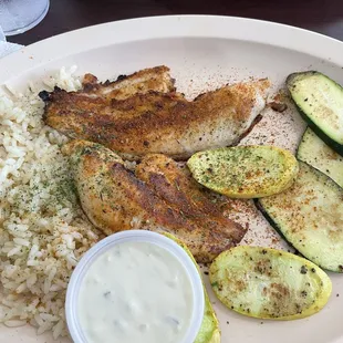 Grilled plate- 2 catfish filets.