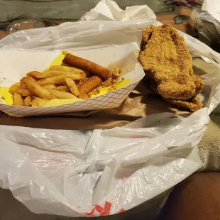 Catfish fillets and fries