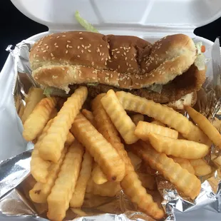 Fried catfish and French Fries