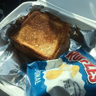 Hot ham and cheese with chips