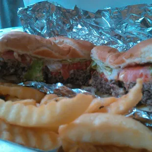 Jumbo cheeseburger and fries