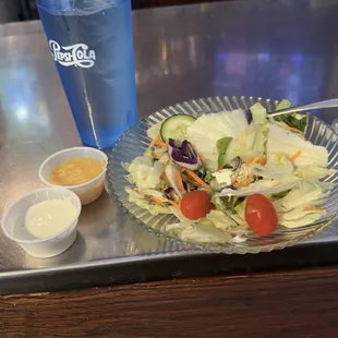 Salad with Golden italian dressing and ranch (I was indecisive both were great)