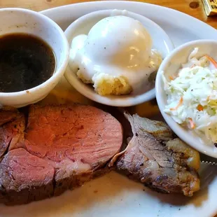 Prime Rib with mashed potatoes &amp; slaw