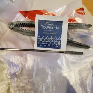 two tongs and a towel