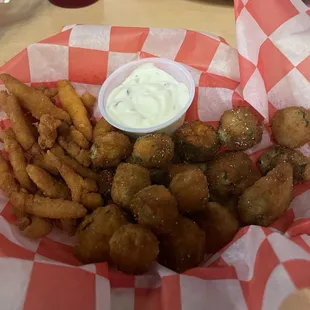 Clam strips and fried okra