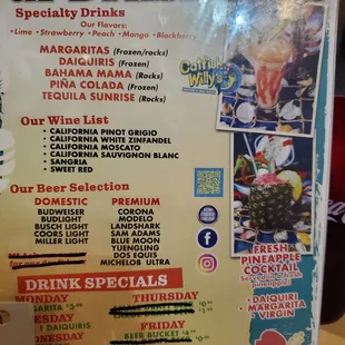 Drink menu