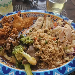 Platter of delicious food from the party (mixed with some other food) but most of the food in this pic was catered by Cathay.