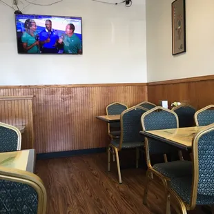 Inside of restaurant with TV