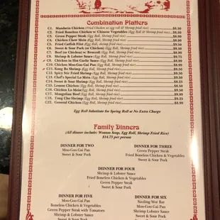 Combination Platters and Family Dinners