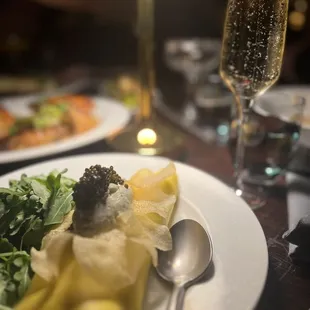 Potato Chip Omelette--divine, paired perfectly with a Blanc de Blanc, Veuve Ambal, Burgundy, FR NV