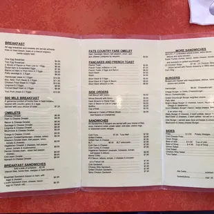 The menu