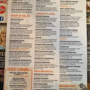 a menu for a restaurant