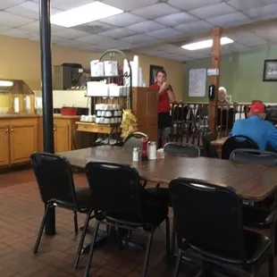 a restaurant with tables and chairs