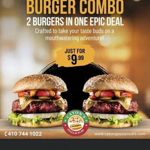 two burgers on a table