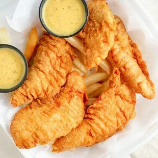 a basket of fish and chips