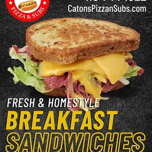 a sandwich with cheese and ham