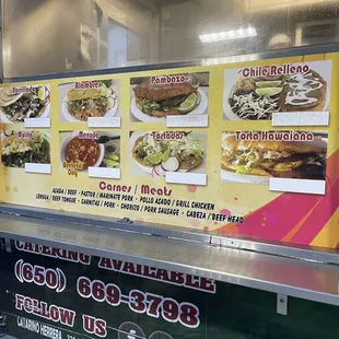 a menu on a food truck