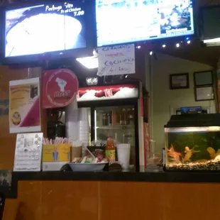 Electronic menu and advertising sign. File under "two  birds, one stone."