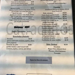 menu