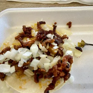 Pastor taco [ordered without Cilantro]