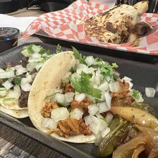 Tacos al pastor and lengua