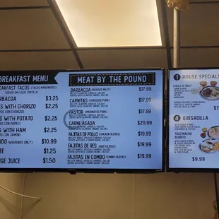 Meat by the pound menu