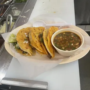 Quesabirrias with consomé
