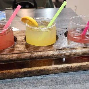 Happy hour flight. Raspberry,  Mango Strawberry.  YEAHHH