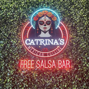Neon sign for Catrina's Mexican Cuisine