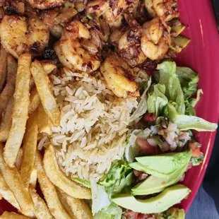 Shrimp sautéed in garlic and onions. Delicious!