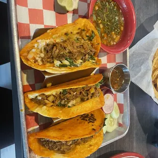 Flour birria tacos