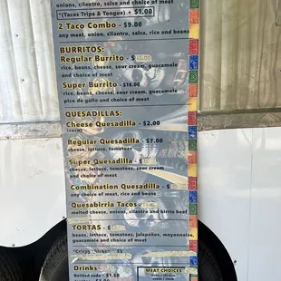 Menu as of July 2024