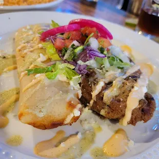 Tamale and chili relleno combo.