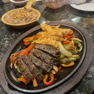 Steak and chicken fajitas